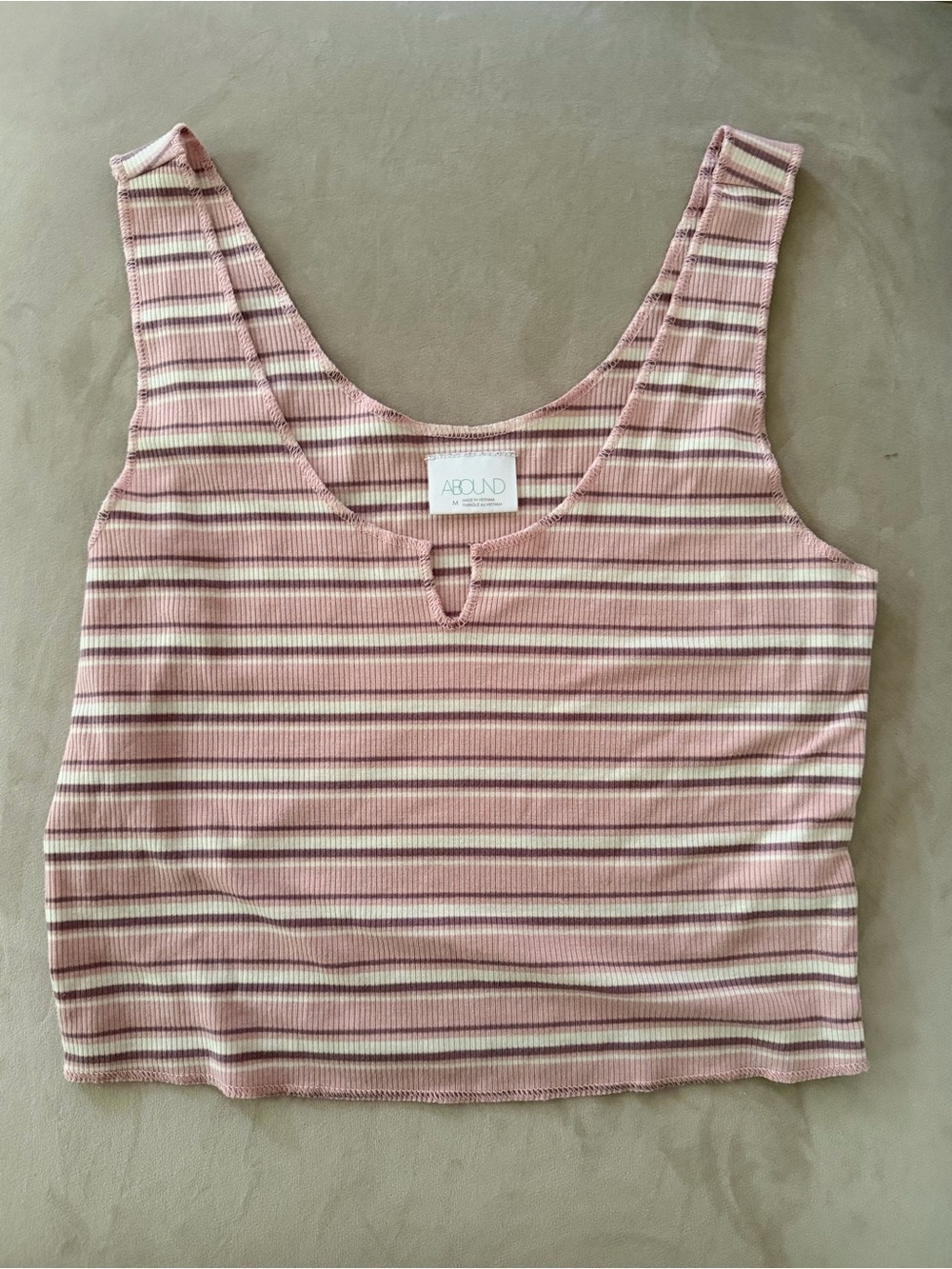 Abound Striped Ribbed Crop Tank